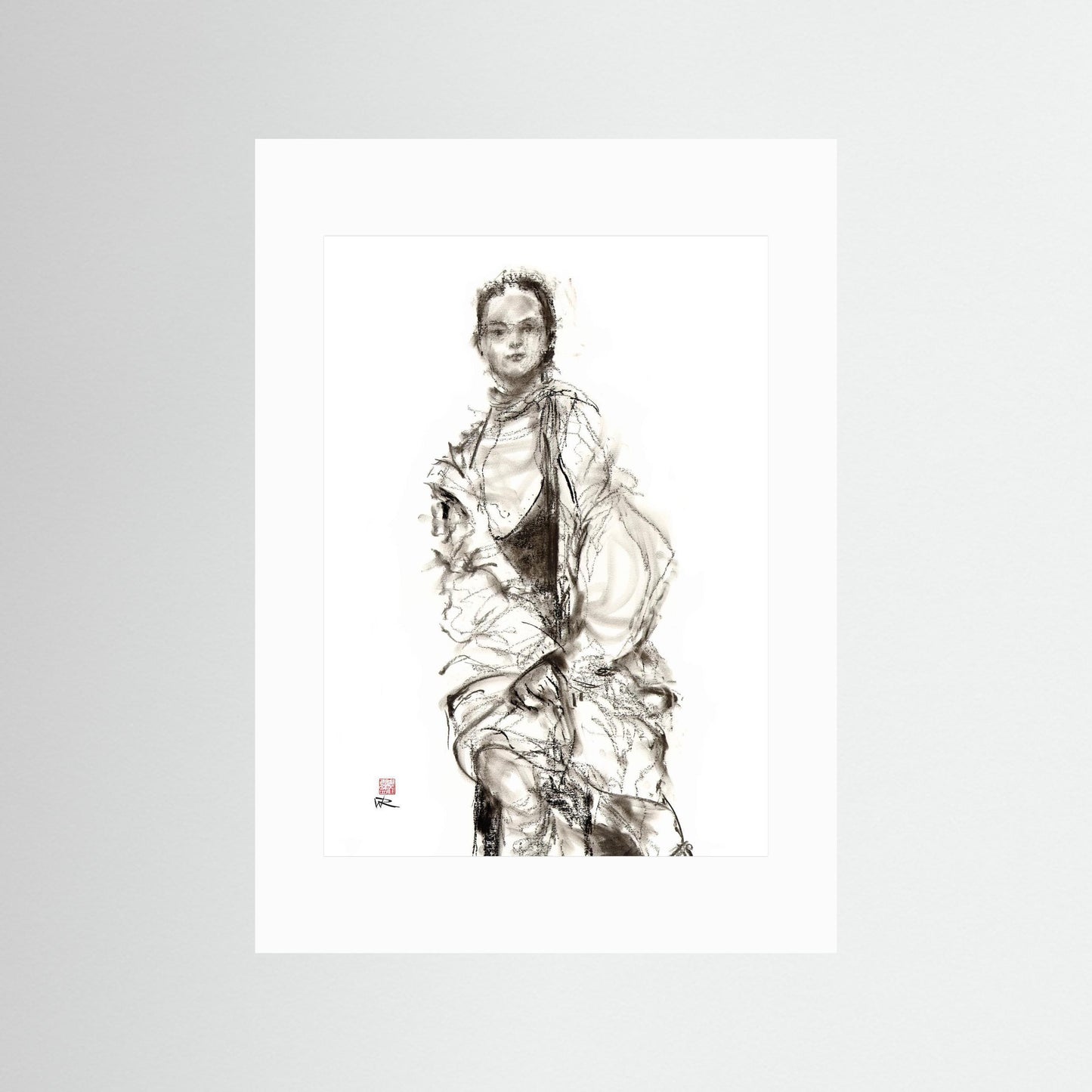 Seated model - Paper print