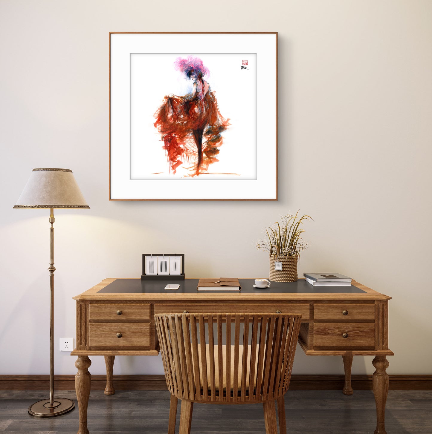 Pink feather showgirl - Print on fine art paper
