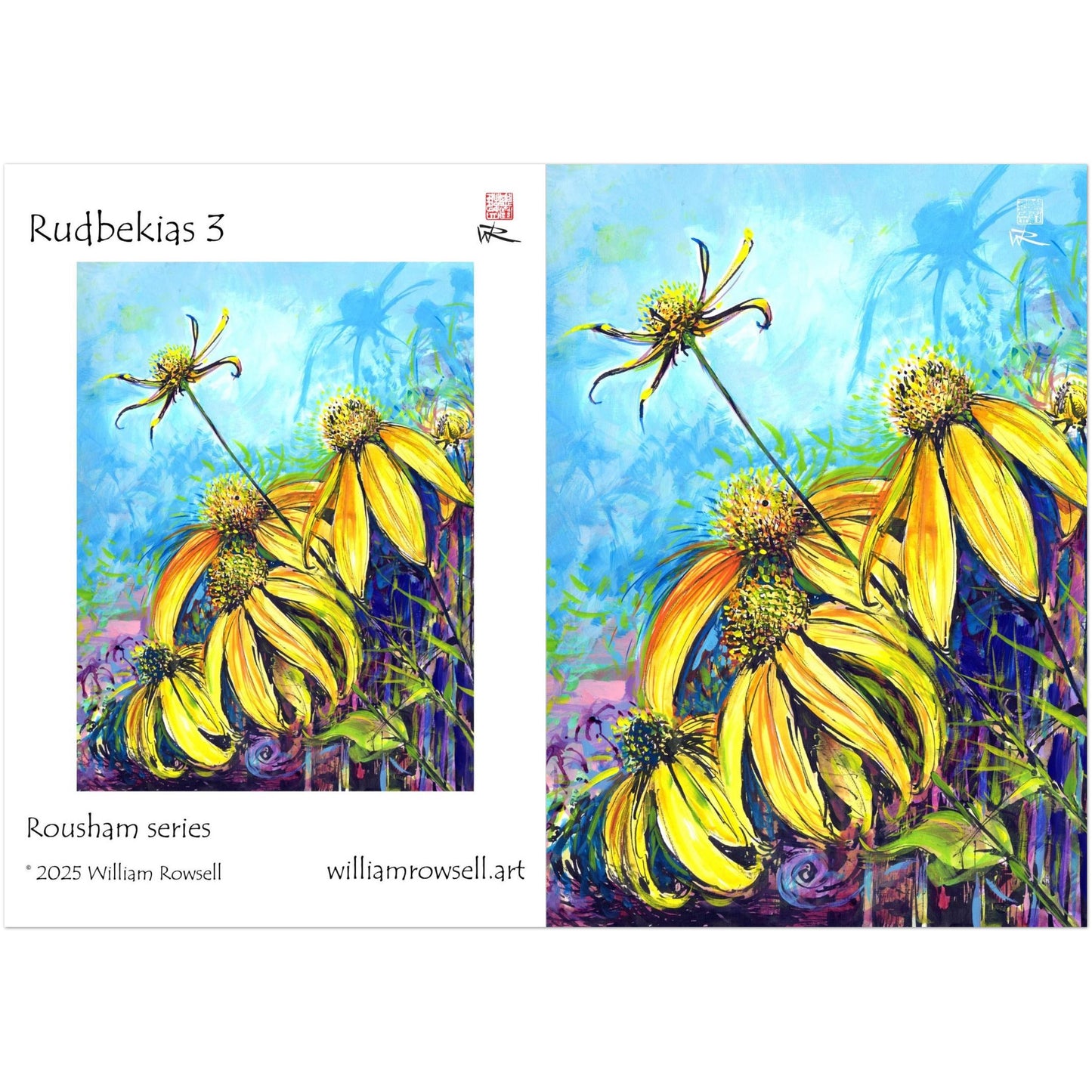 Rudbekias triptych 3 - Pack of 10 greeting cards