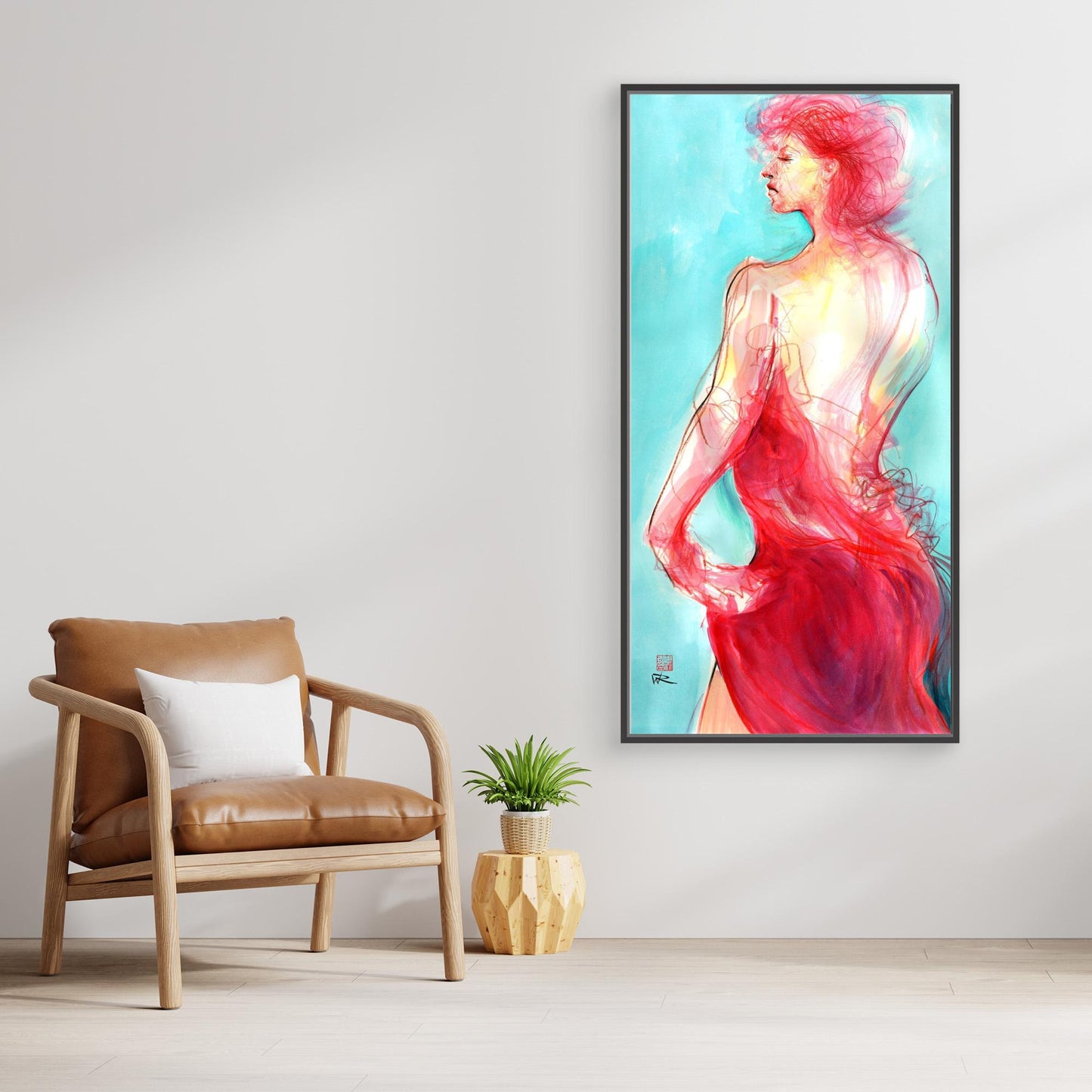 The woman in the red dress - Canvas print