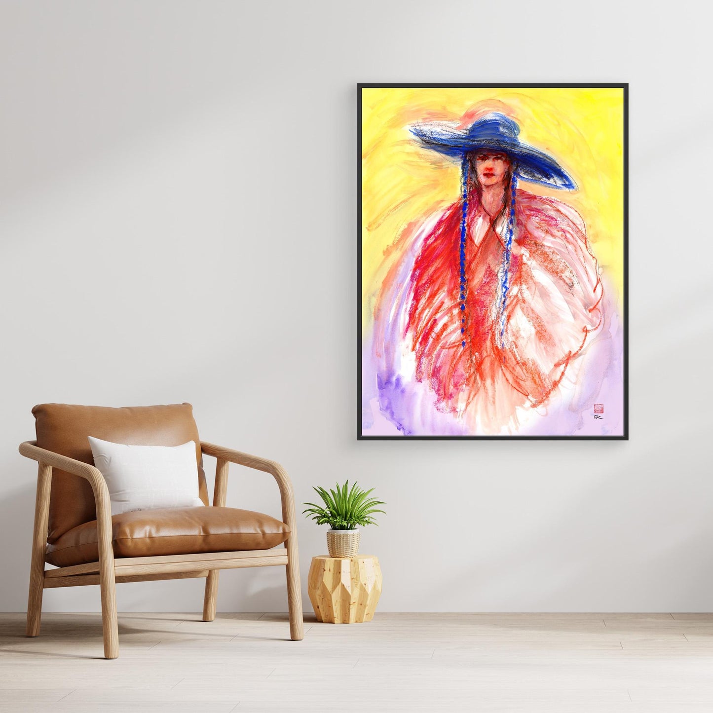 Blue hat and pigtails