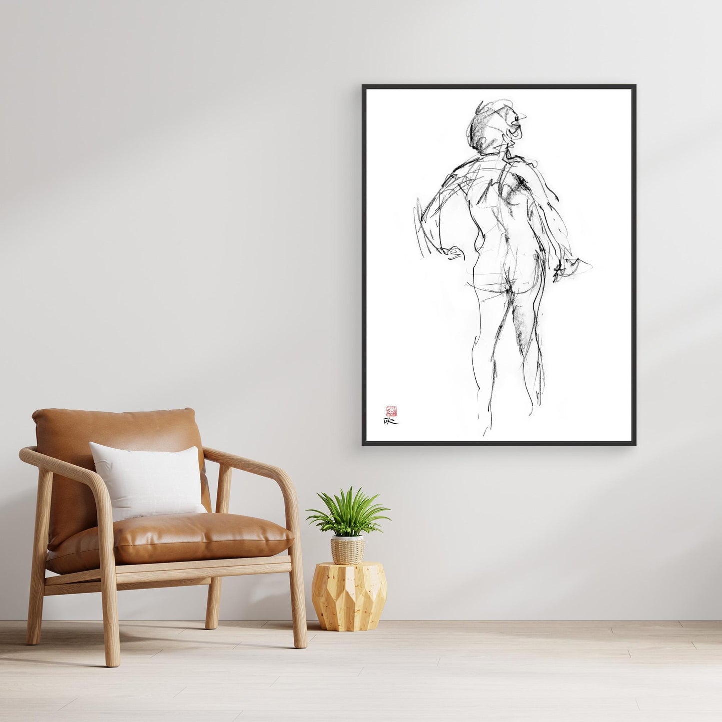 Modelo en fila desde atrás - impresión en lienzo