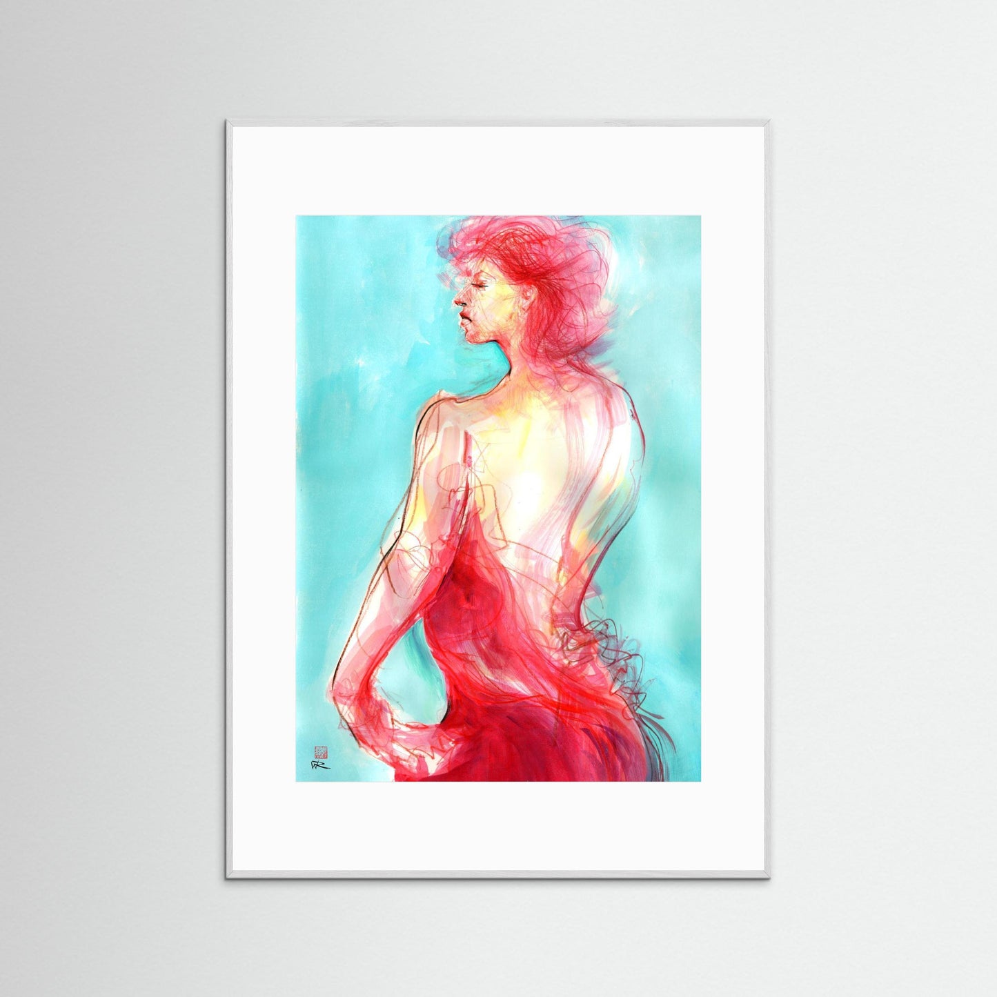 Woman in the red dress - Paper print