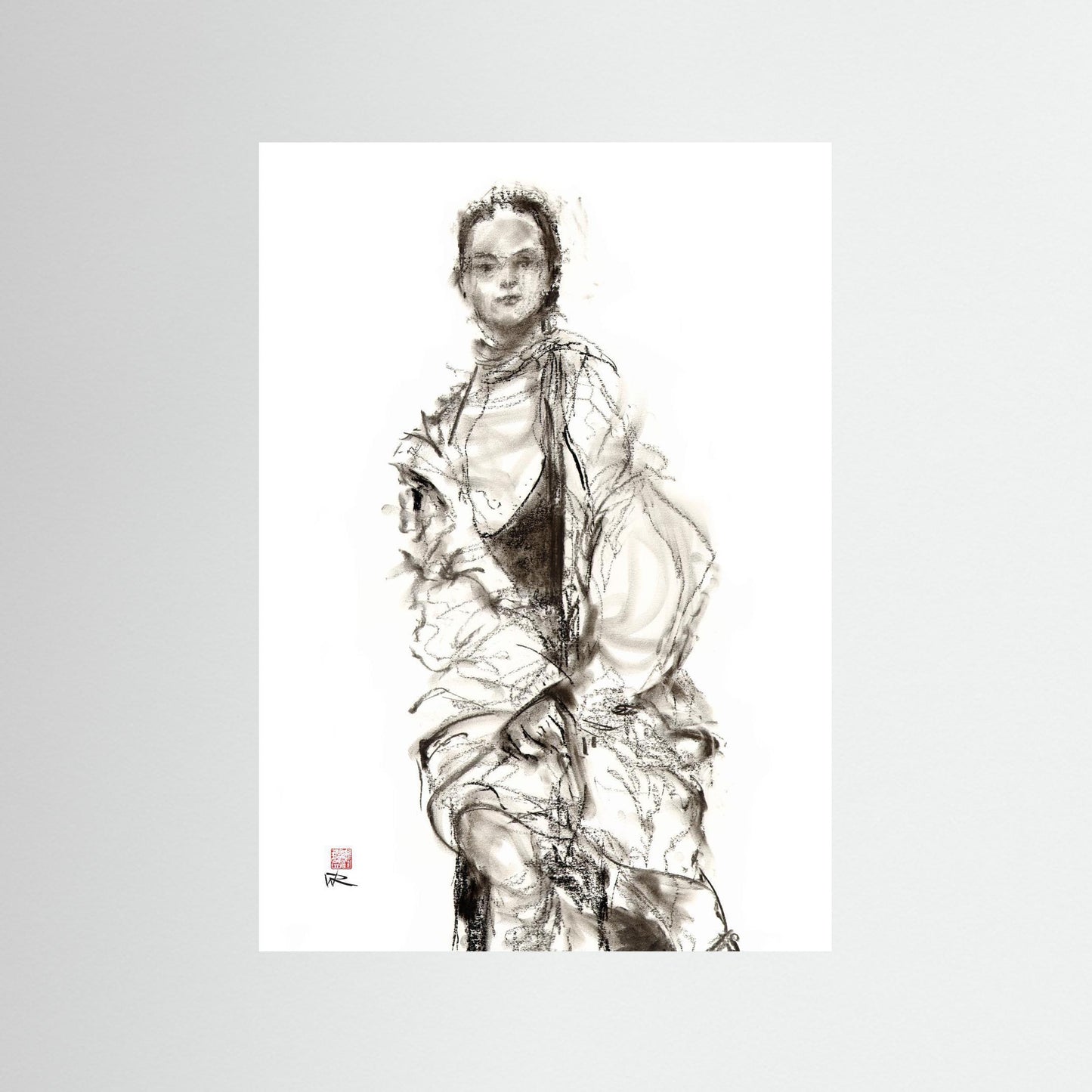 Seated model - Paper print