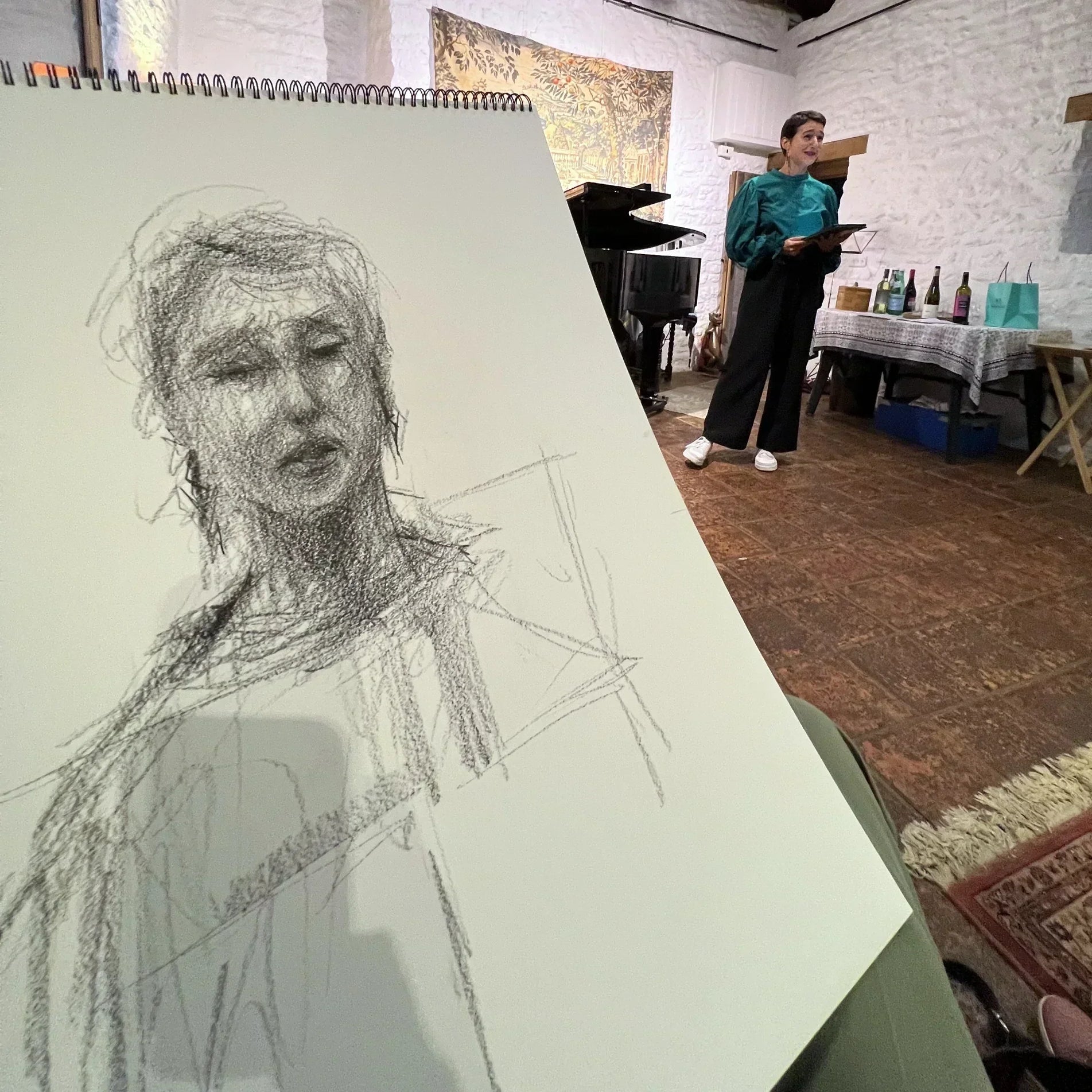 Drawing Clara Barbier Serrano and Joanna Kacperek at Sophies Barn