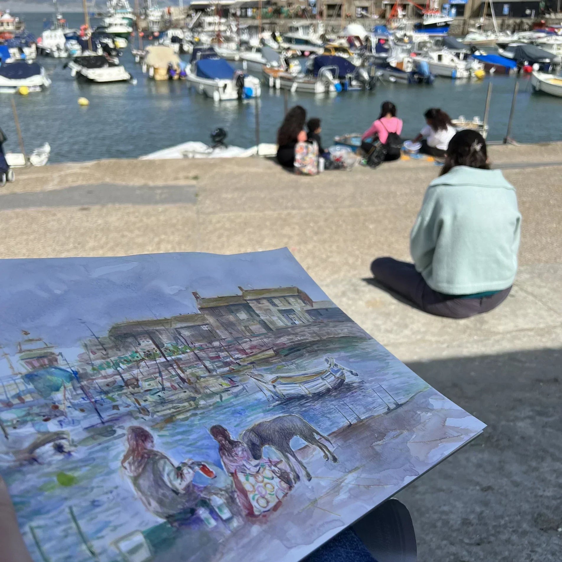 Drawing Lyme Regis harbour
