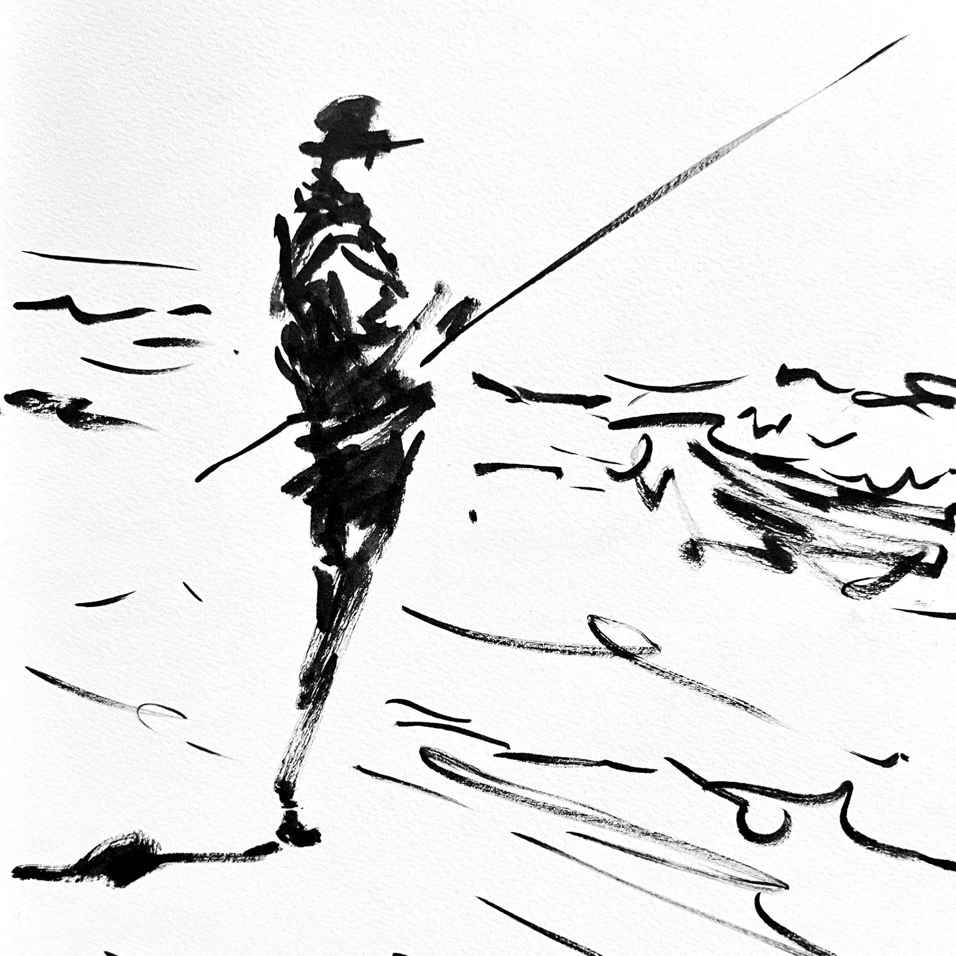 Sketches of fishermen on the island of Sal on Caper Verde