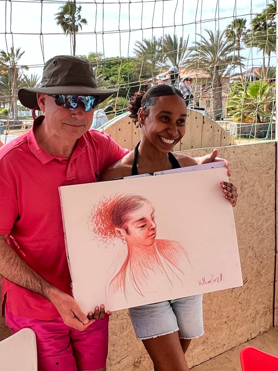 William and Sol who he drew in the Brasil beach bar in Santa Maria