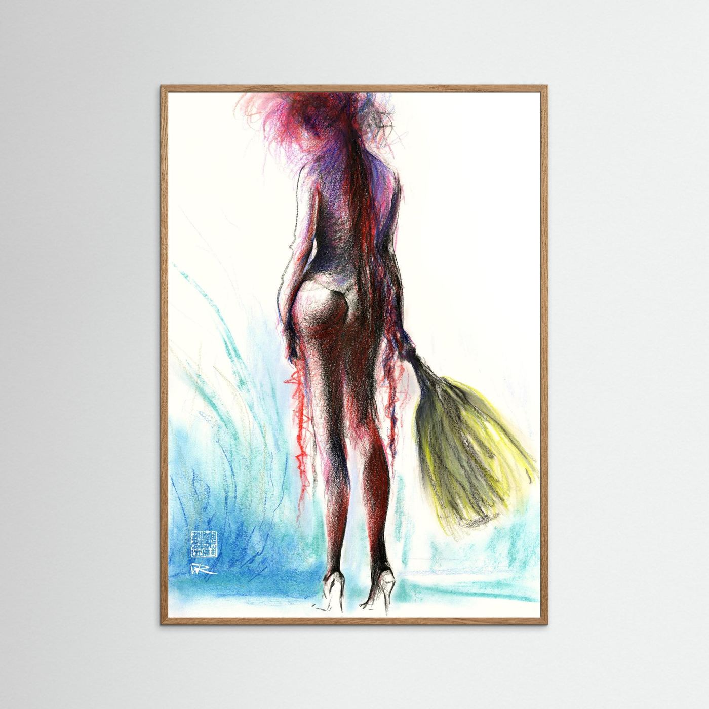 Burlesque with fan - Print on fine art paper