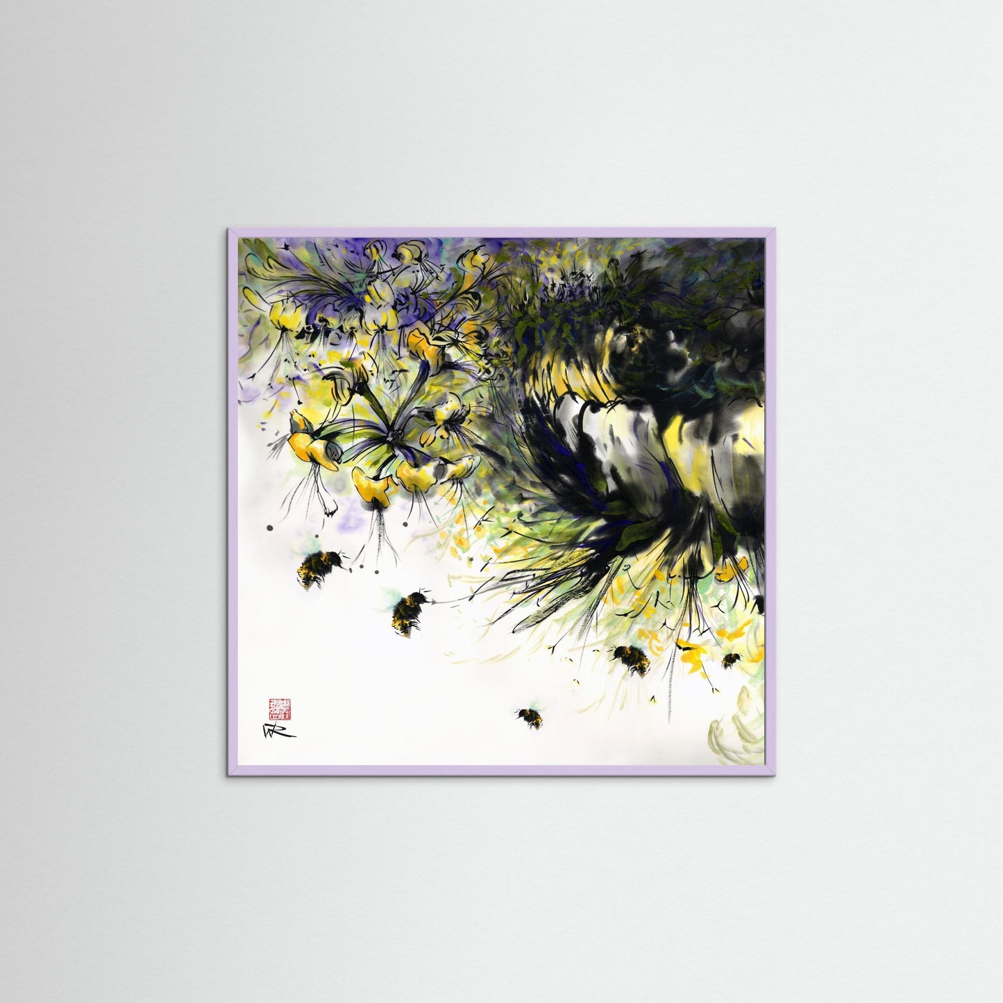 Honeysuckle and bees - Paper print