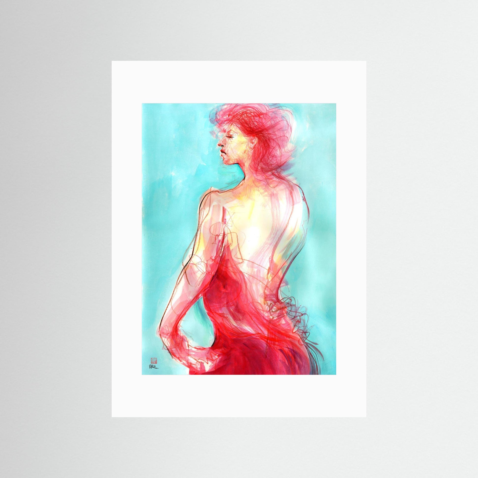 Woman in the red dress - Paper print