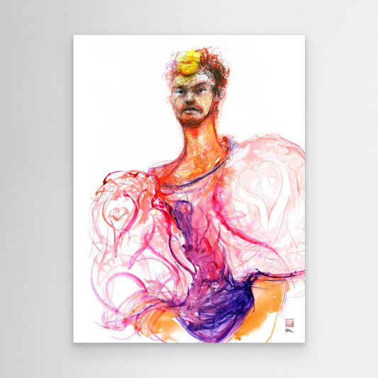 Fashion illustration of designs by Terry Milligan