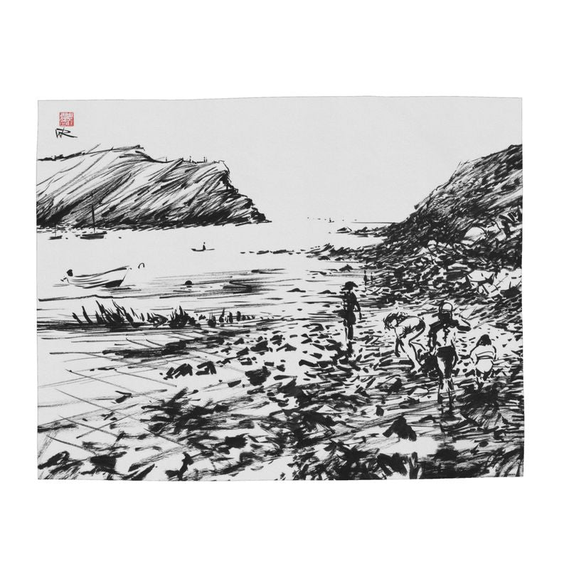 Lulworth Cove rock pools - Silk satin scarf