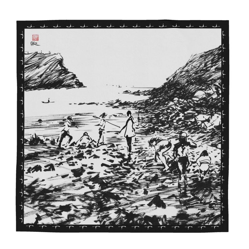 Lulworth Cove crab hunters - Scarf - 115 x 115cm