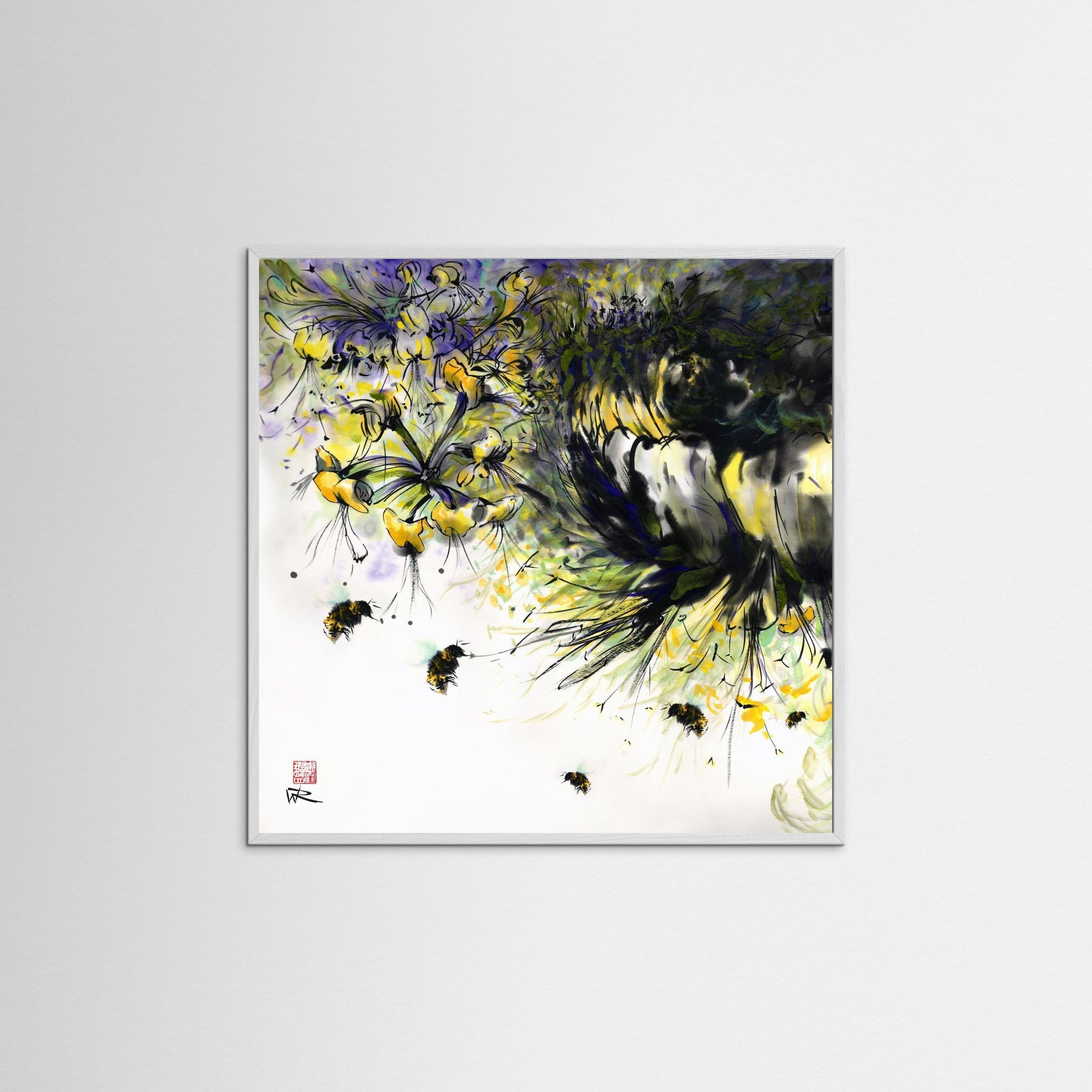 Honeysuckle and bees - Paper print