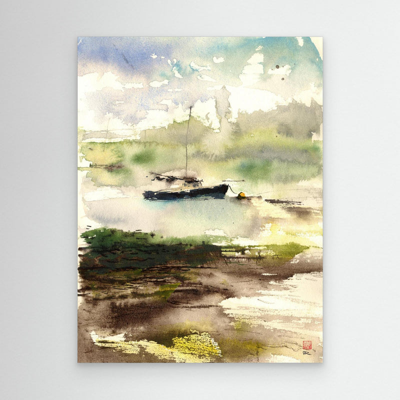 Boat moored in Bosham - Canvas art print