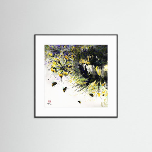 Honeysuckle and bees - Paper print