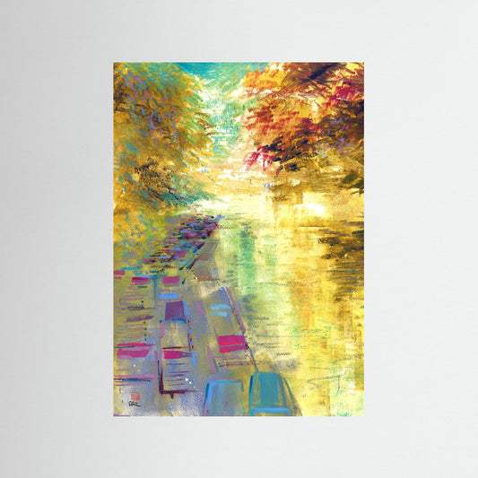 Punts under Magdalen bridge - paper print