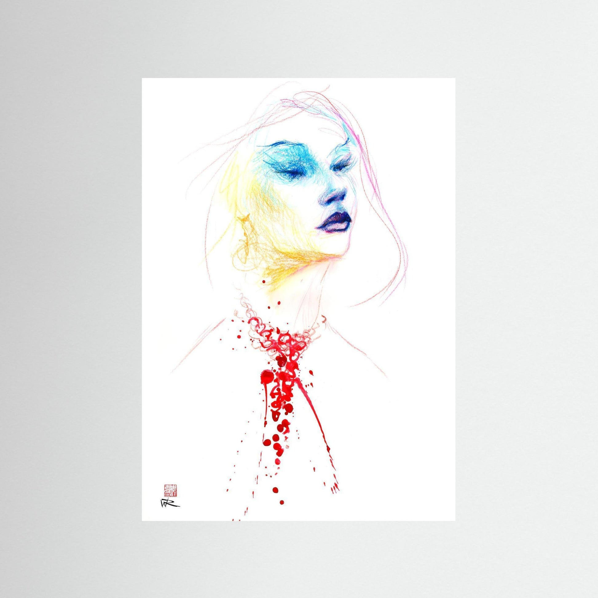 Blood red necklace - Paper print