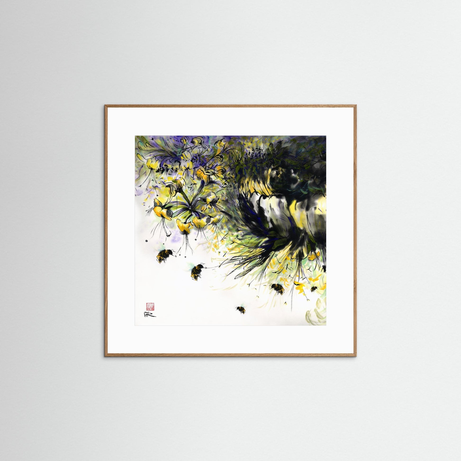 Honeysuckle and bees - Paper print