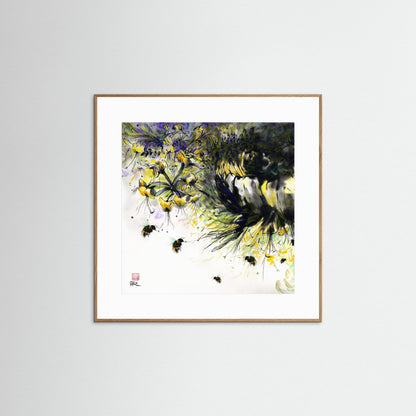 Honeysuckle and bees - Paper print