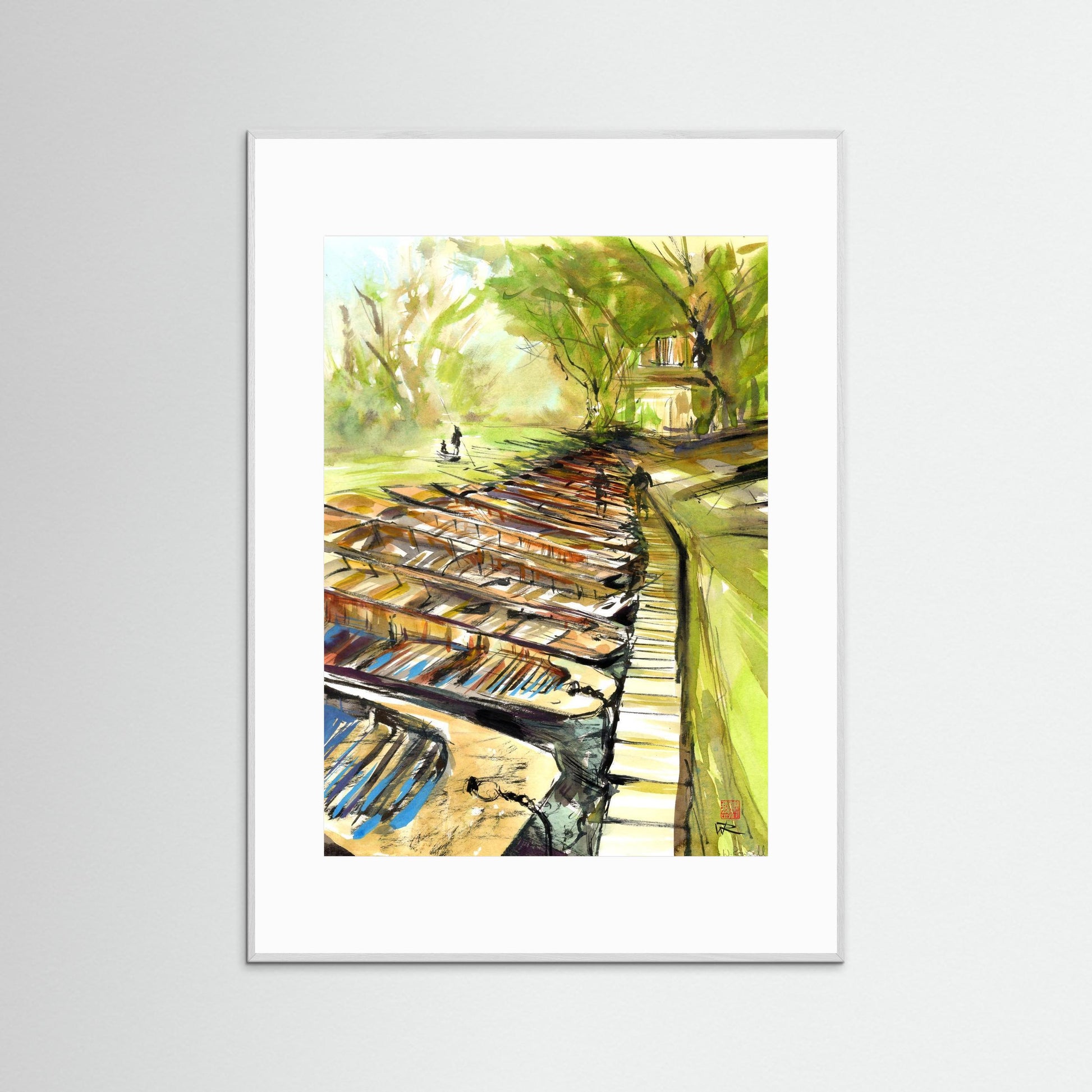 Punting at Cherwell Boathouse - paper print