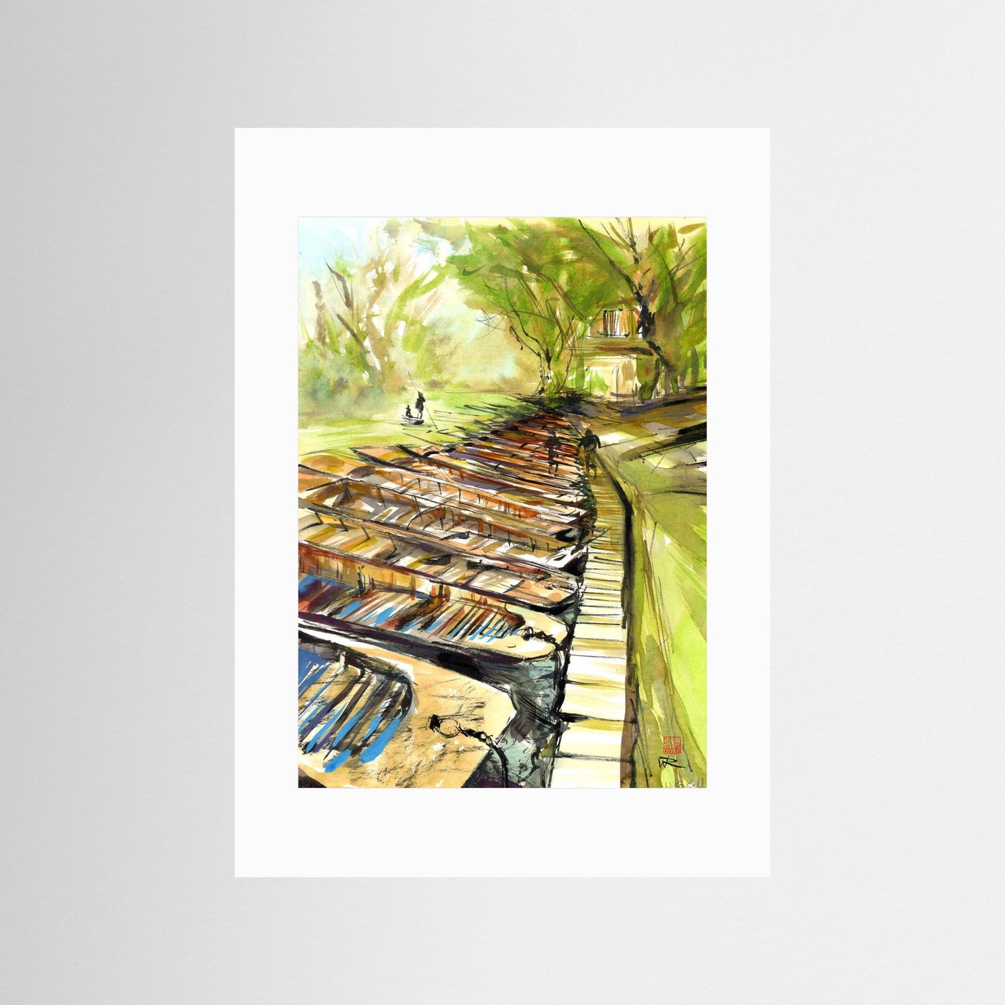Punting at Cherwell Boathouse - paper print