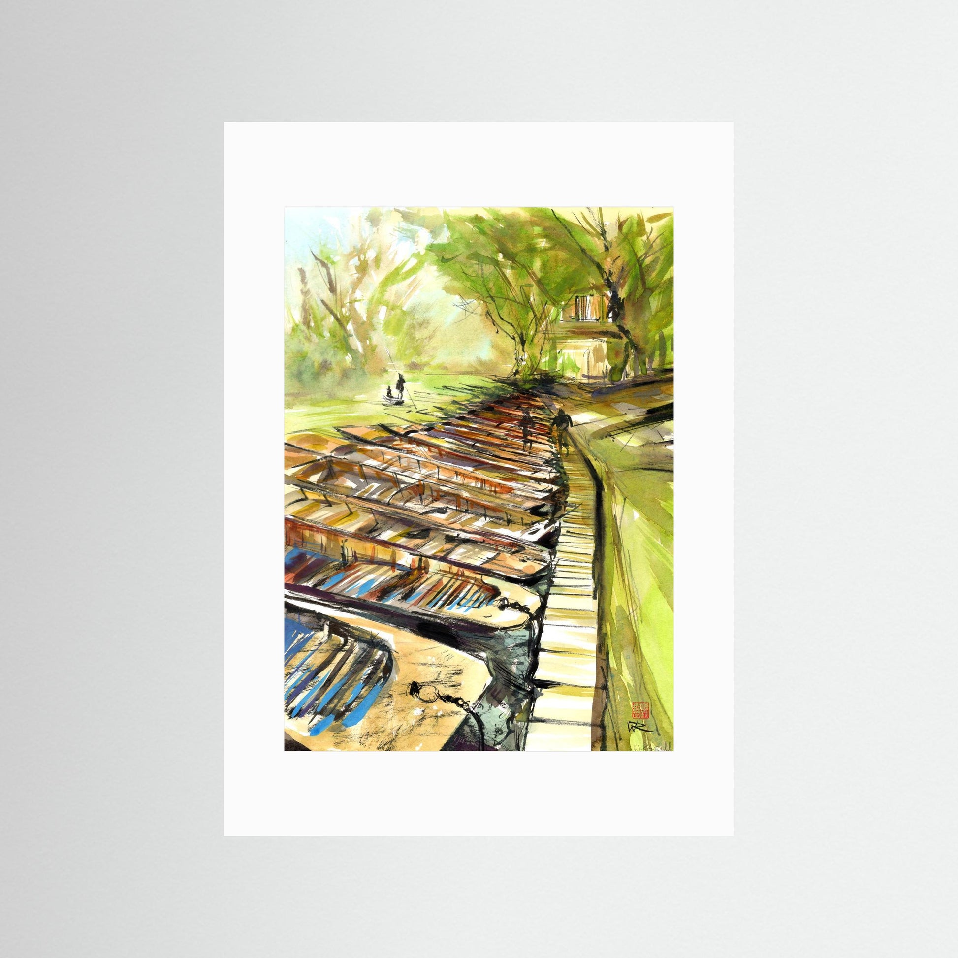 Punting at Cherwell Boathouse - paper print