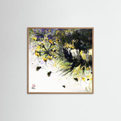 Honeysuckle and bees - Paper print