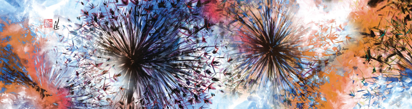 Allium Abstract Explosion 1 - Scarf 135 x 31 cm