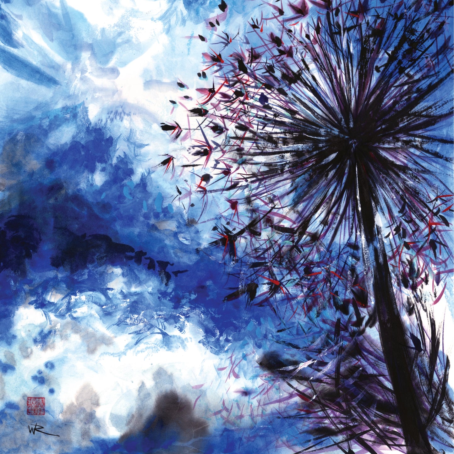 Allium Blue Sunshine Scarf  - 90 x 90 cm