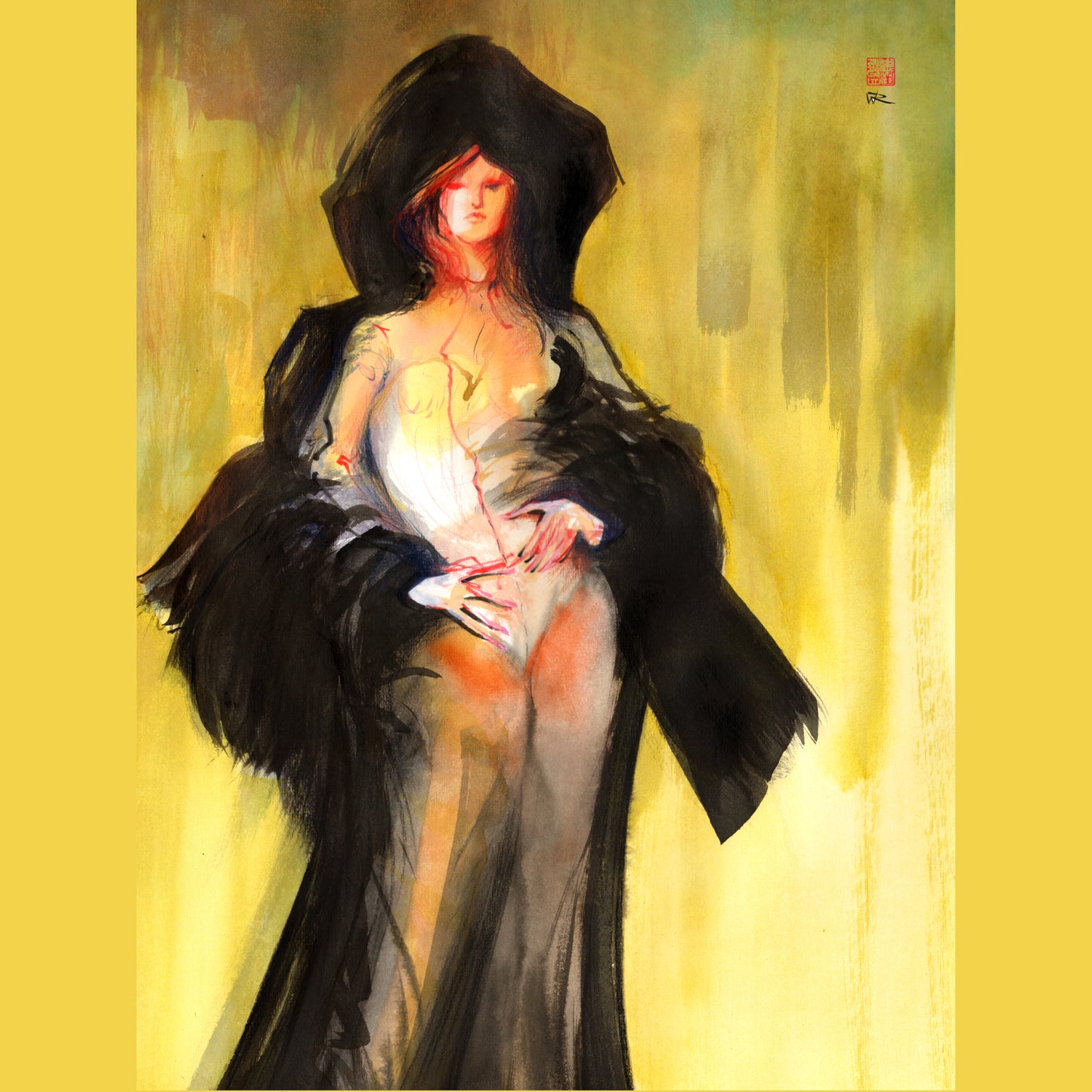 Hooded cape fashion - Canvas print
