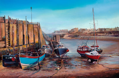 Golden hour at Hastings - Original oil painting