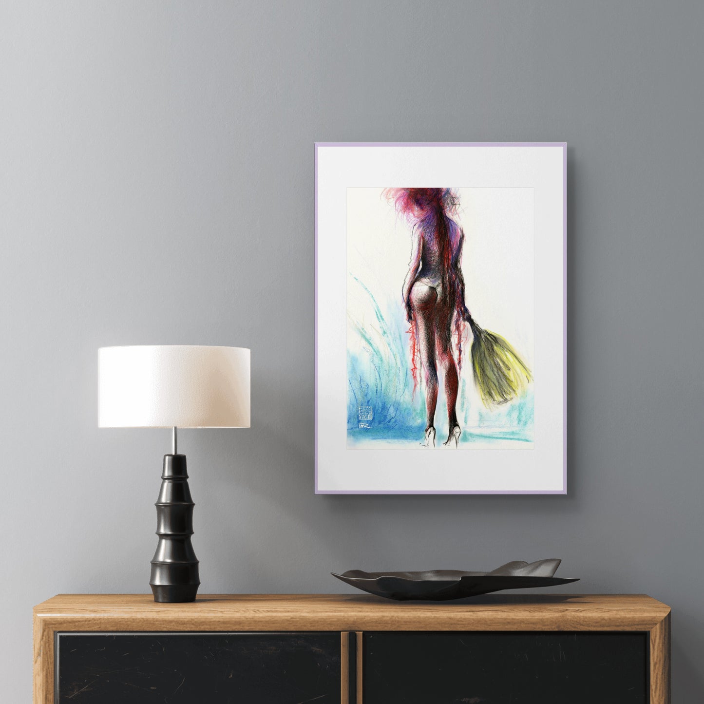 Burlesque with fan - Print on fine art paper