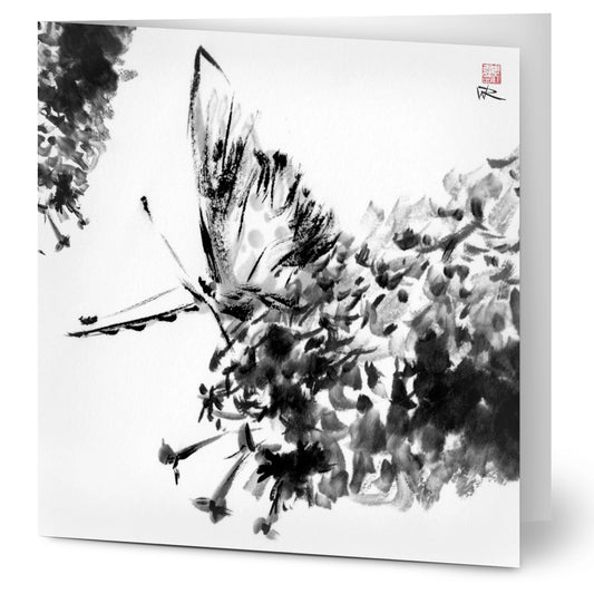 Butterflies on budlejas - Pack of 10 square greeting cards