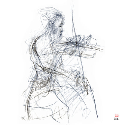 Charlotte Spruit on violin - Original drawing