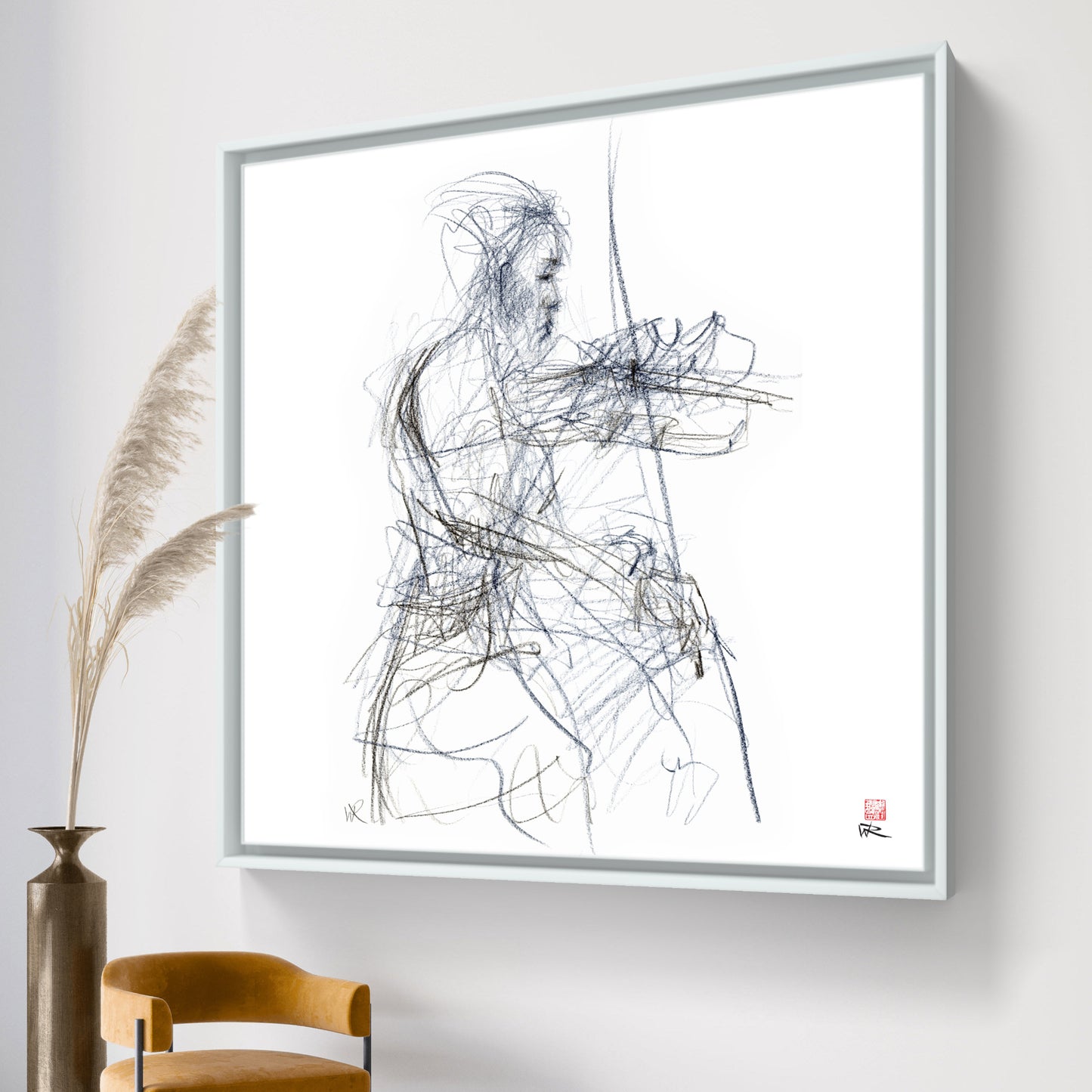 Charlotte Spruit on violin - Original drawing