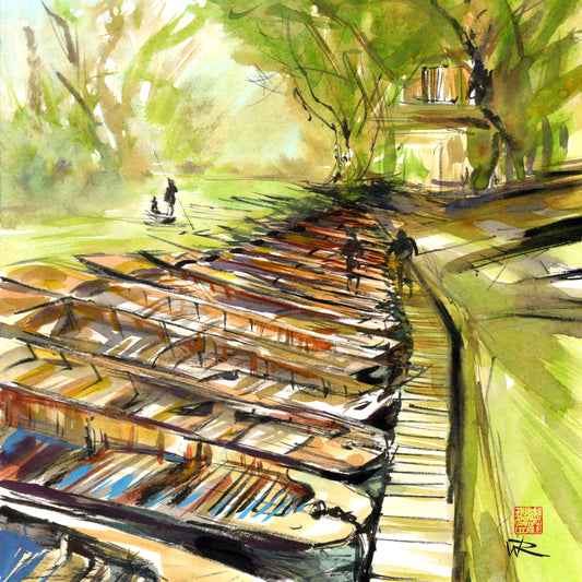 Punting at Cherwell Boathouse - Print on fine art paper