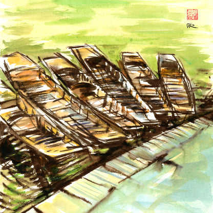Punts on the Cherwell - Print on fine art paper