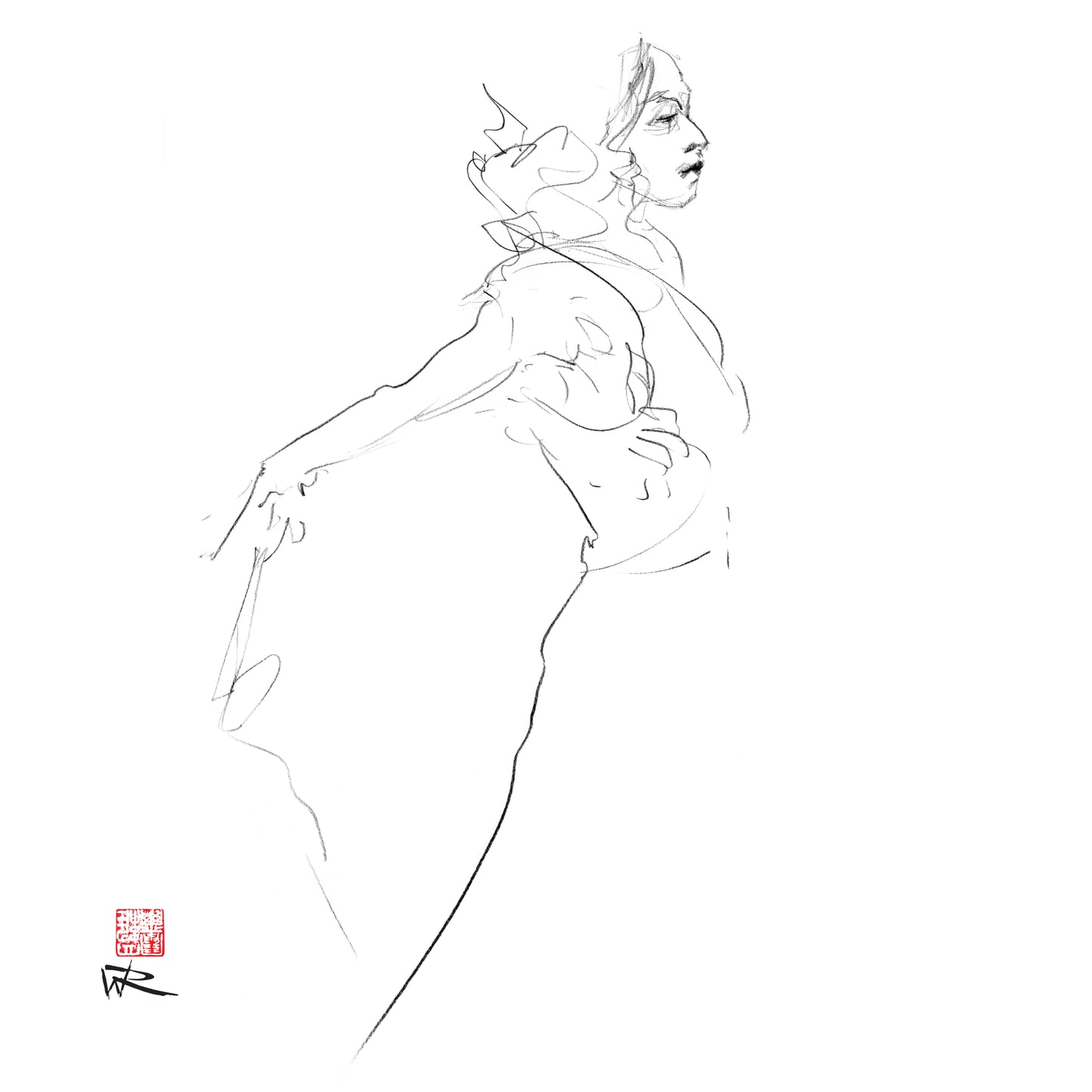 Figure line drawing Oct 25 - Paper print