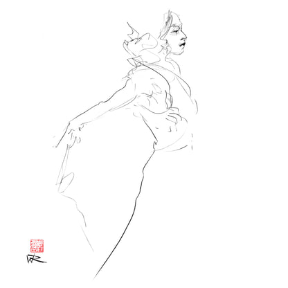 Figure line drawing Oct 25 - Paper print