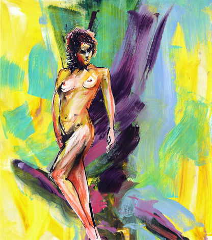 Figure on painted abstraction - Original painting