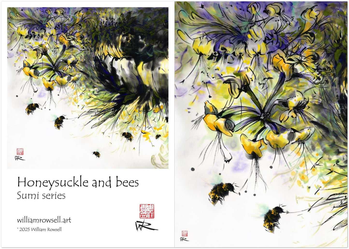 Honeysuckle and bees - Pack of 10 greeting cards