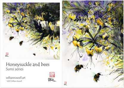 Honeysuckle and bees - Pack of 10 greeting cards