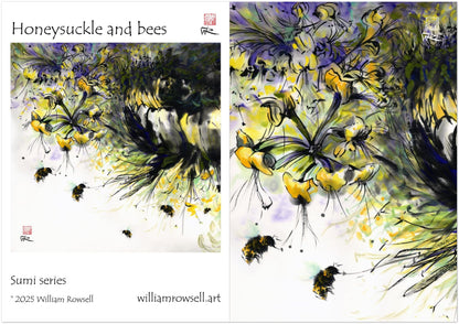 Honeysuckle and bees - Pack of 10 greeting cards