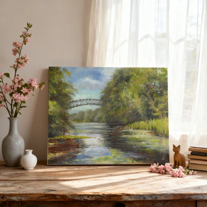 Lillies beneath the bridge at Wotton - Canvas art print