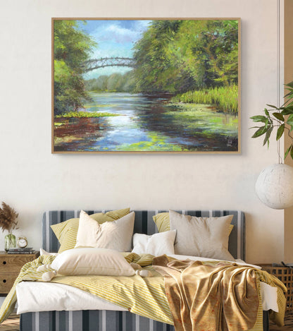 Lillies beneath the bridge at Wotton - Canvas art print