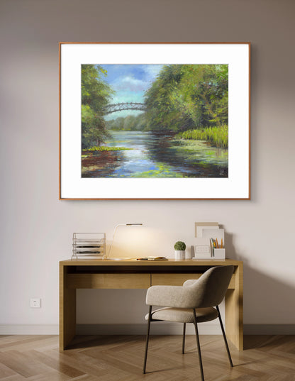 Lillies beneath the bridge at Wotton - Print on fine art paper