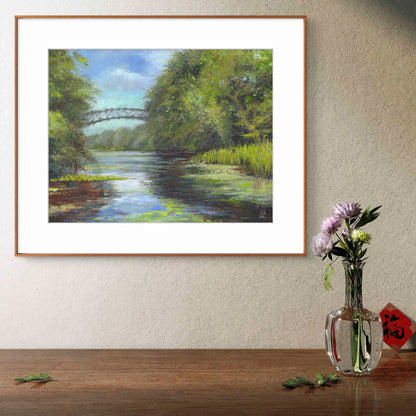 Lillies beneath the bridge at Wotton - Print on fine art paper