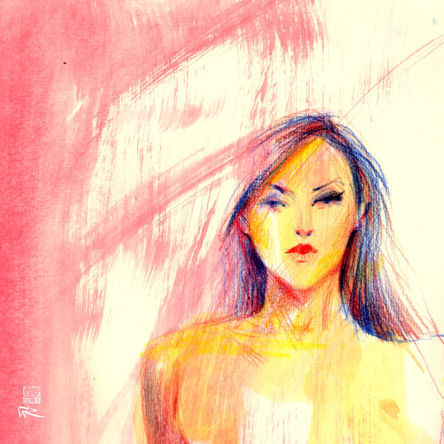 Golden pink haze - Original drawing